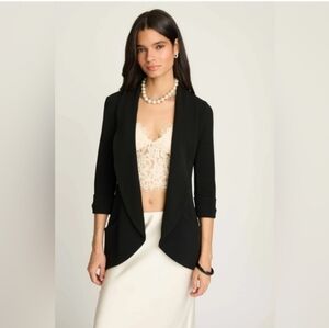 French Mauve Melanie Knit Quarter Sleeve Black Tunic Blazer Sz XL Women Office